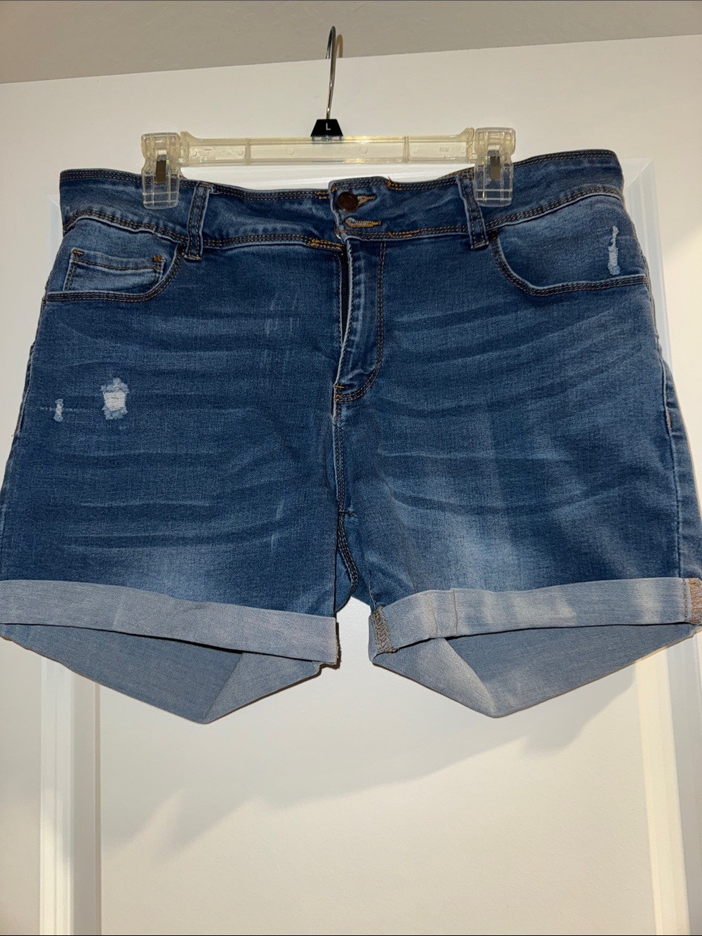 Women's Vintage Violet Dark Wash Denim Cuffed Jean Shorts Sz 16W